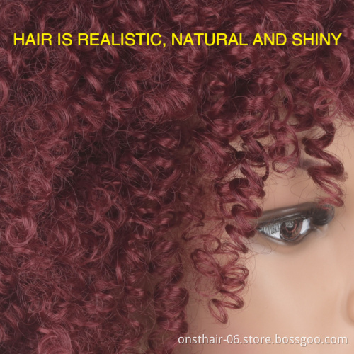 Onst Best  Price Wigs for Black Women Synthetic Kinky Curly Wigs 12 inches Short Black Natural Afro Hair for Black Women 2colors